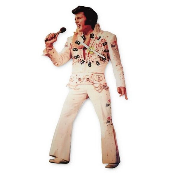 New Elvis Presley Swinging Legs Wall Clock NIB White Jumpsuit Home Decor Photo - Picture 1 of 3